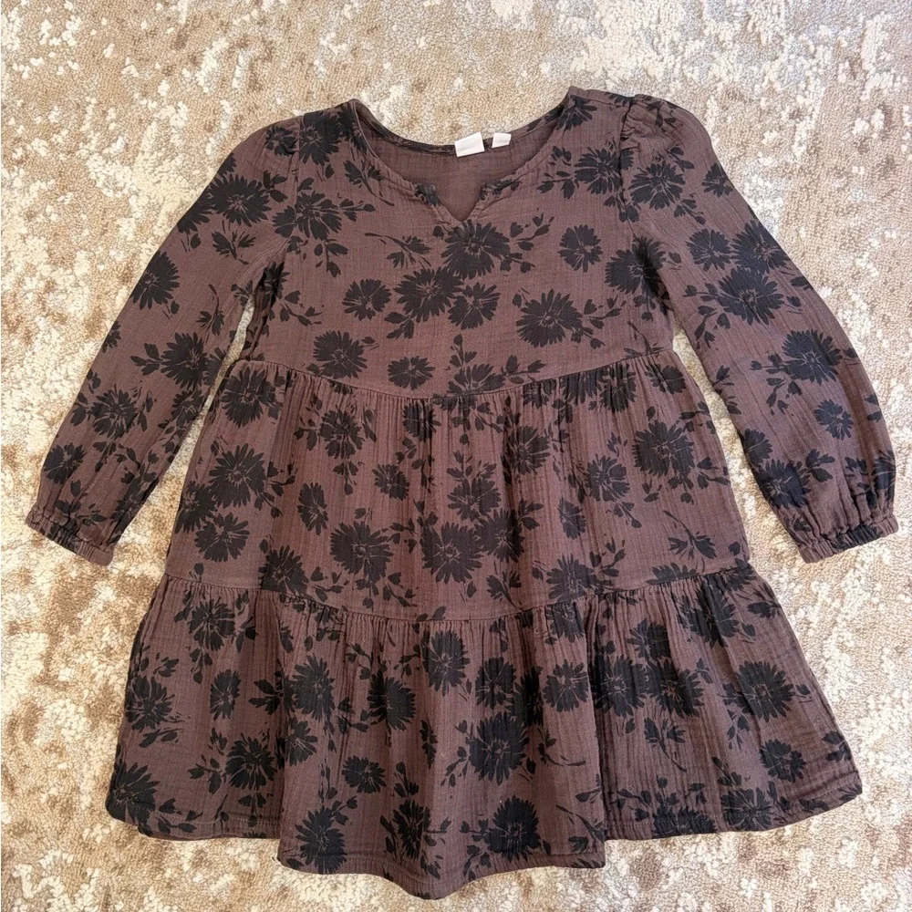 GAP Kids Chocolate Dress with Ebony Floral Design
